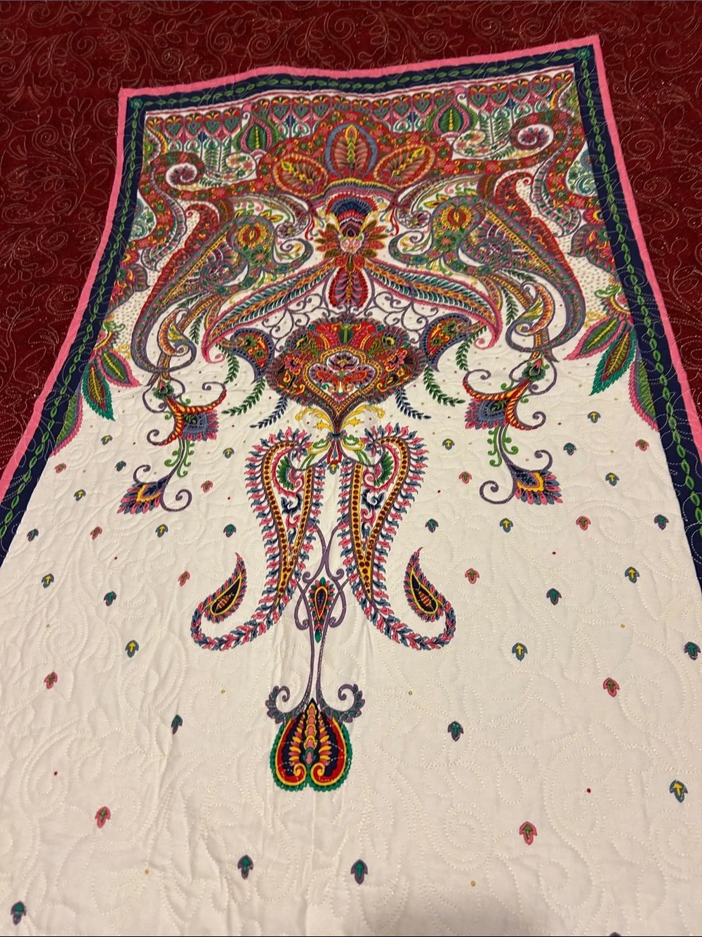 ONE OF A KIND- HANDCRAFTED Multicolor Paisley Panel Quil